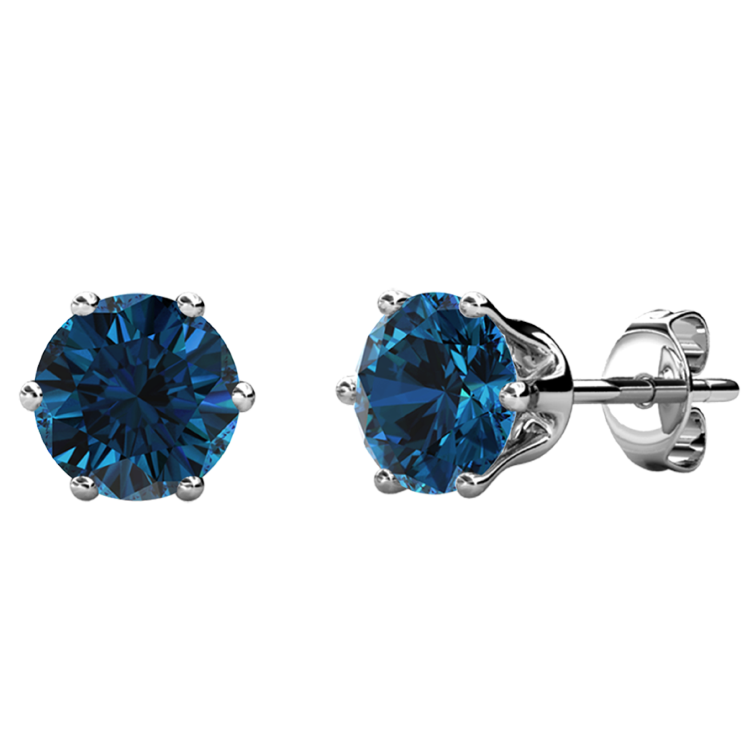 December Birthstone Blue Topaz Earrings 18k White Gold Plated Stud Earrings with 1CT Swarovski Crystal