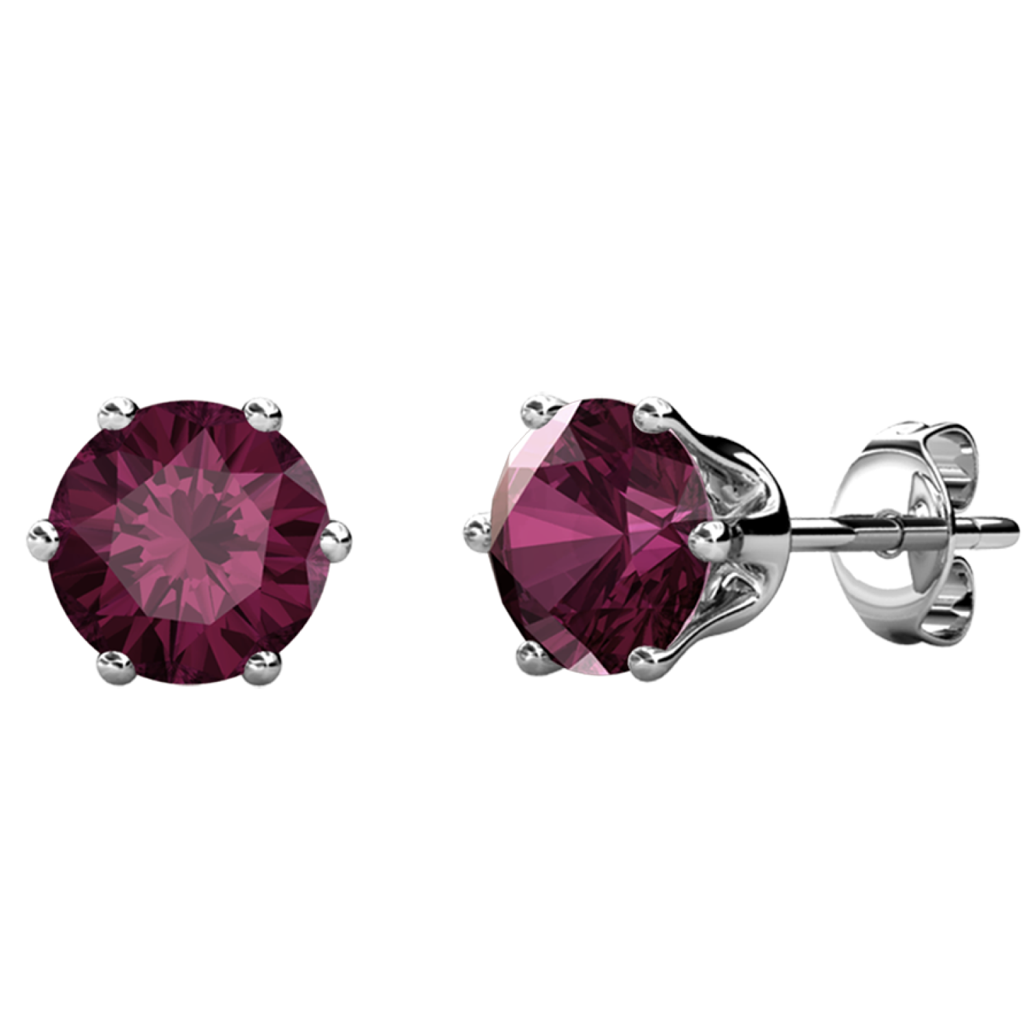 February Birthstone Amethyst Earrings 18k White Gold Plated Stud Earrings with 1CT Swarovski Crystal