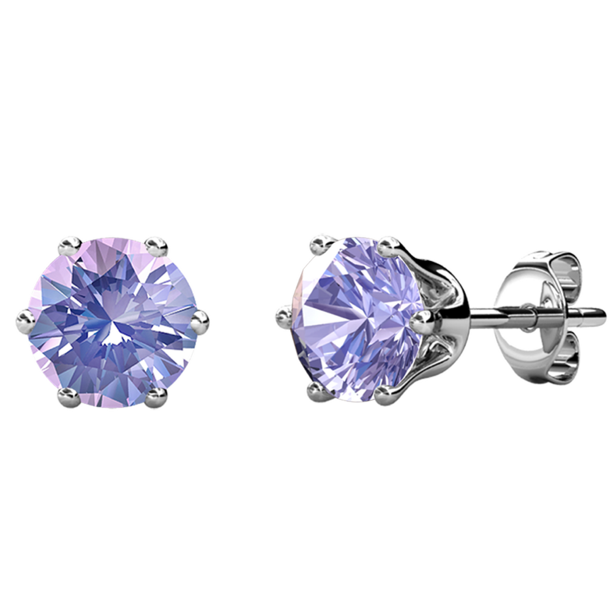 June Birthstone Alexandrite Earrings 18k White Gold Plated Stud Earrings with 1CT Swarovski Crystal