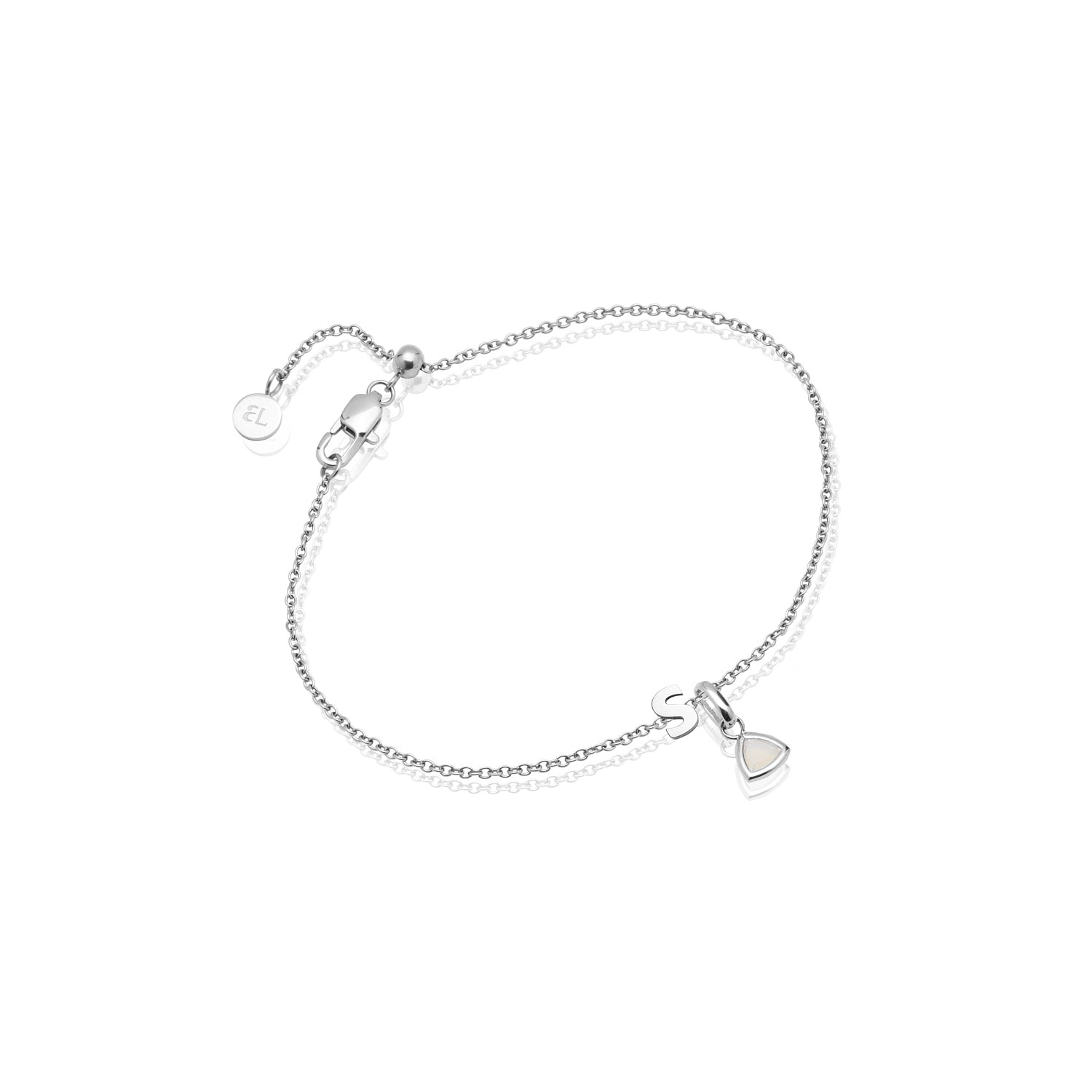 Birthstone Little Luxe Letter Bracelet (Silver)