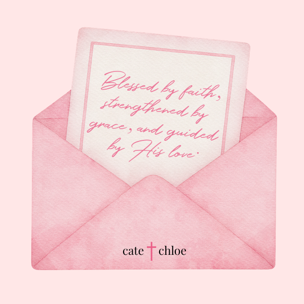 Marissa 18k White Gold Plated Cross Stud Earrings & Blessed by Faith Pink Envelope Card