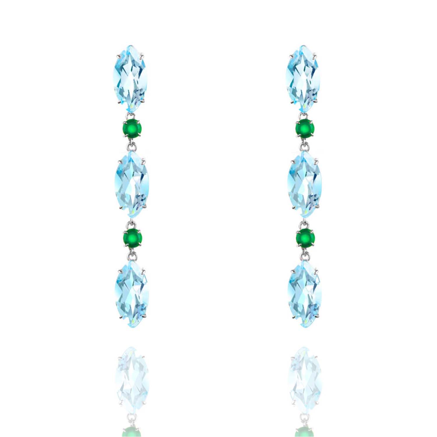 Blue Topaz & Agate Earrings