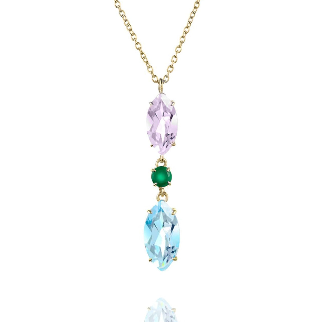 Purple Amethyst & Blue Topaz & Agate Necklace