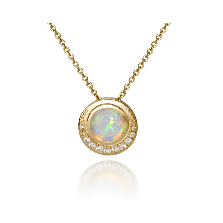 Blue Hour Single Pendant In Opal And Diamonds