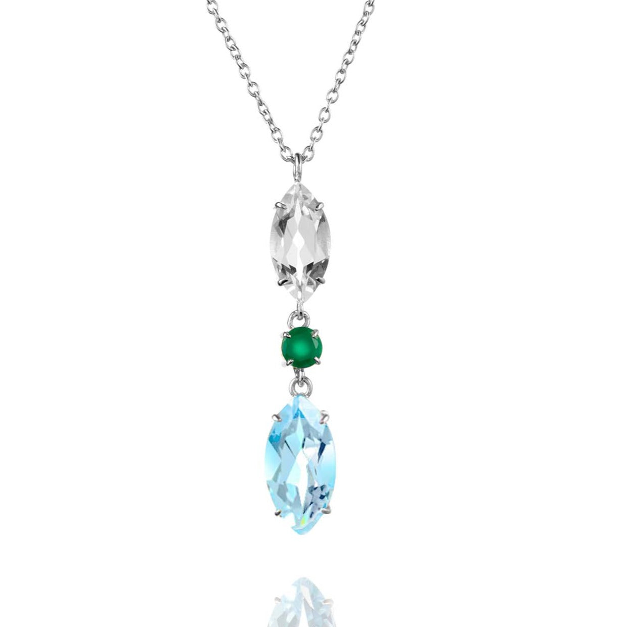 Blue & White Topaz & Agate Necklace
