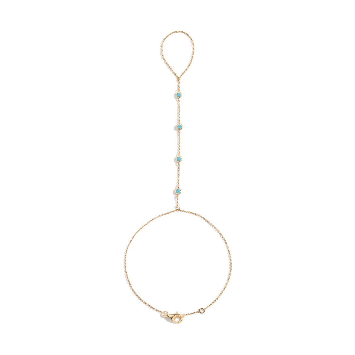 Aurate x Frye: Turquoise Station Hand Chain Bracelet