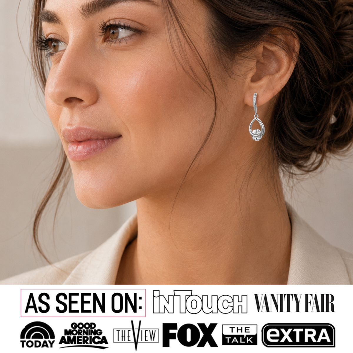 Brenda 18k White Gold Plated Drop Earrings with Swarovski Crystals