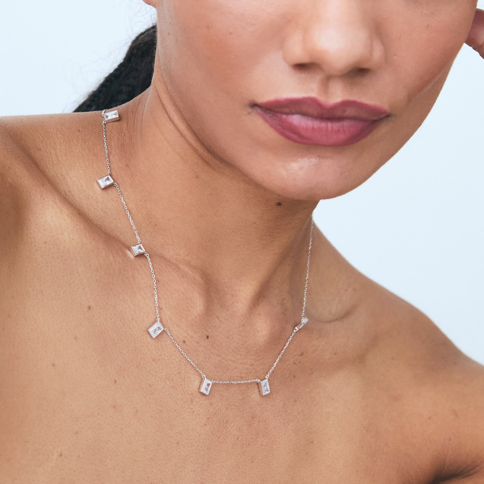 Brooke Baguette Necklace Silver