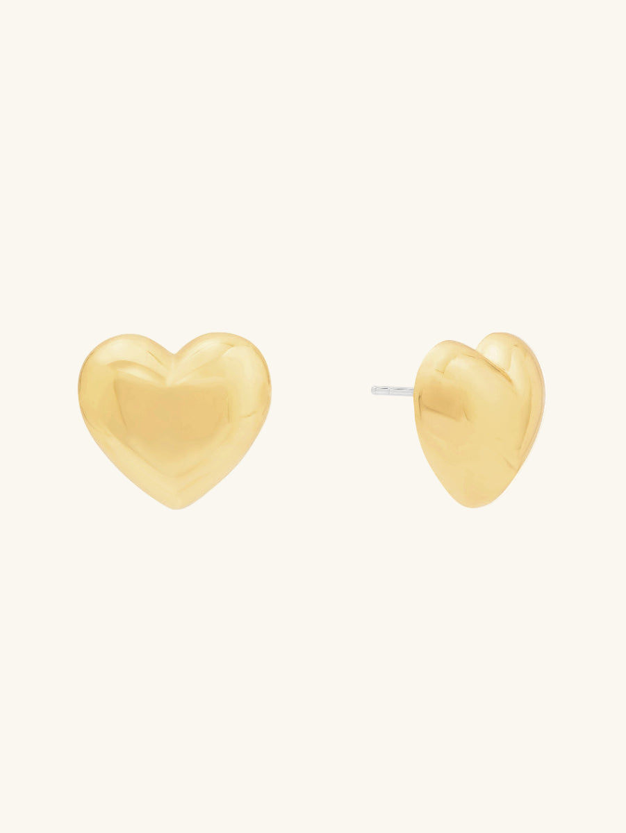 Bubble Heart Gold Stud Earrings
