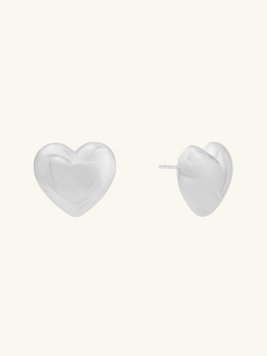 Bubble Heart Silver Stud Earrings