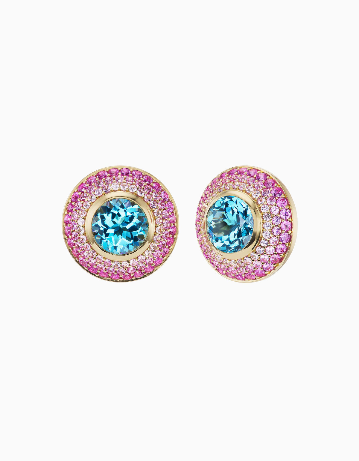 Ombre Button Stud - Topaz, Sapphire