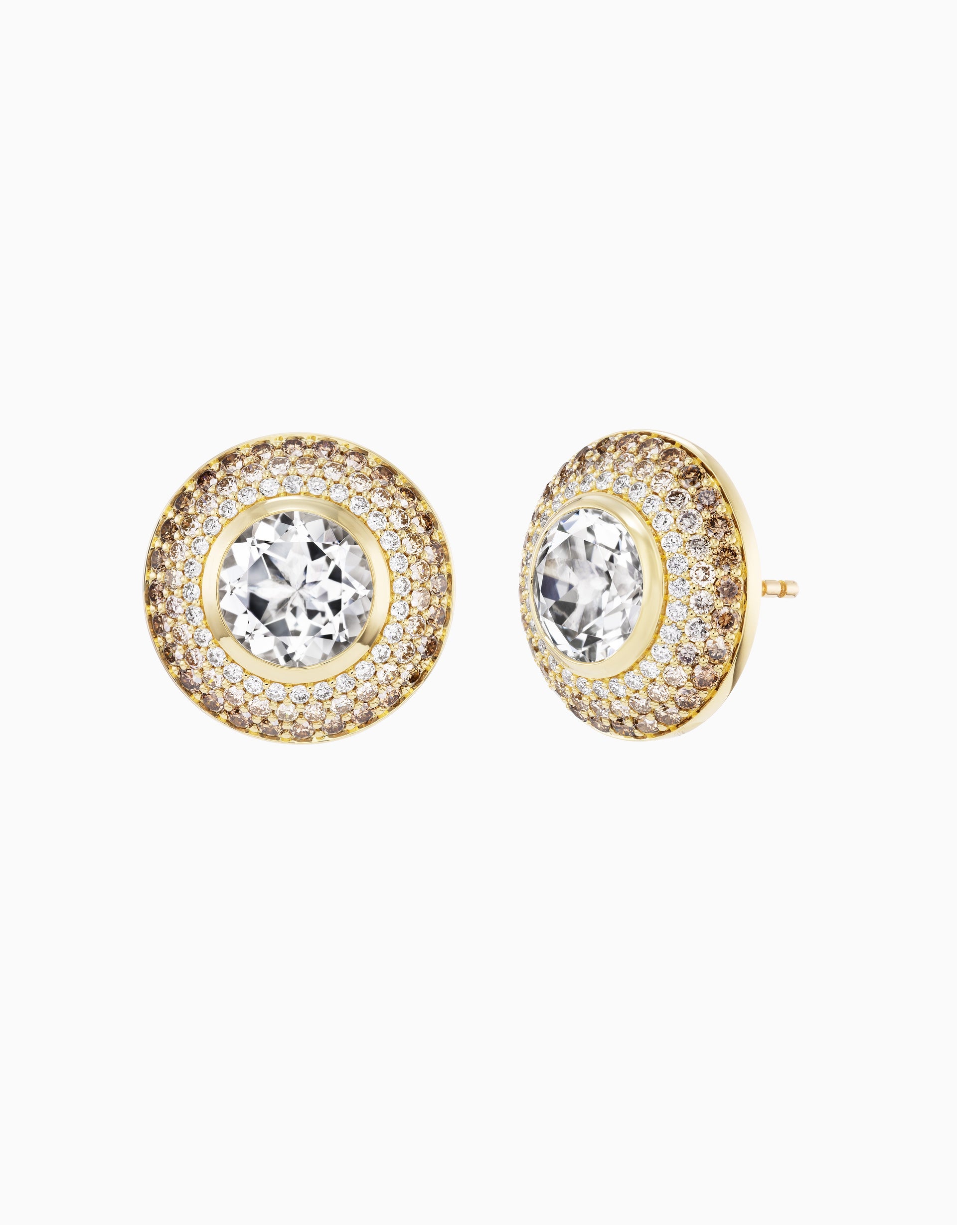 Ombre Button Stud - Topaz, Diamond