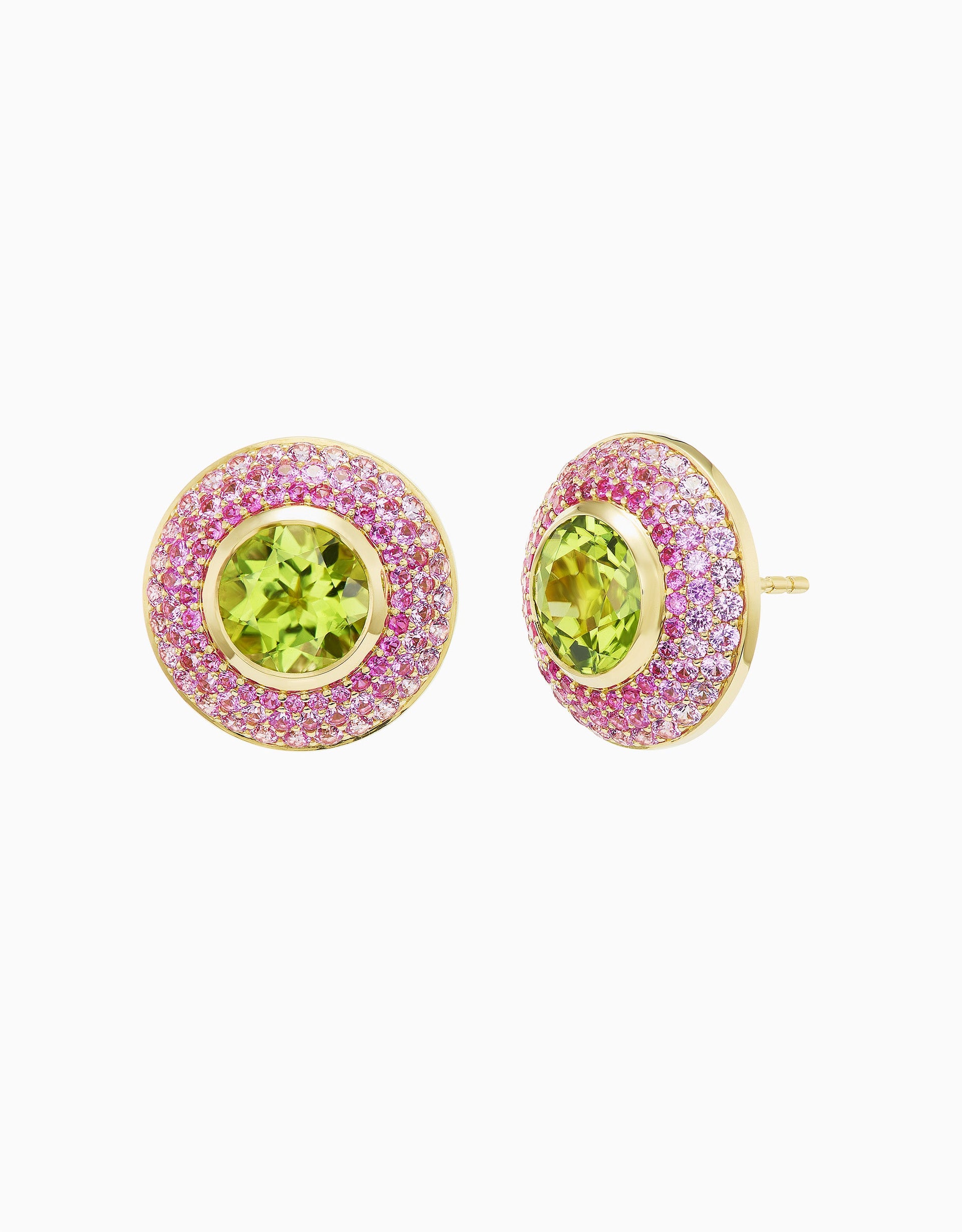 Ombre Button Stud - Peridot, Sapphire
