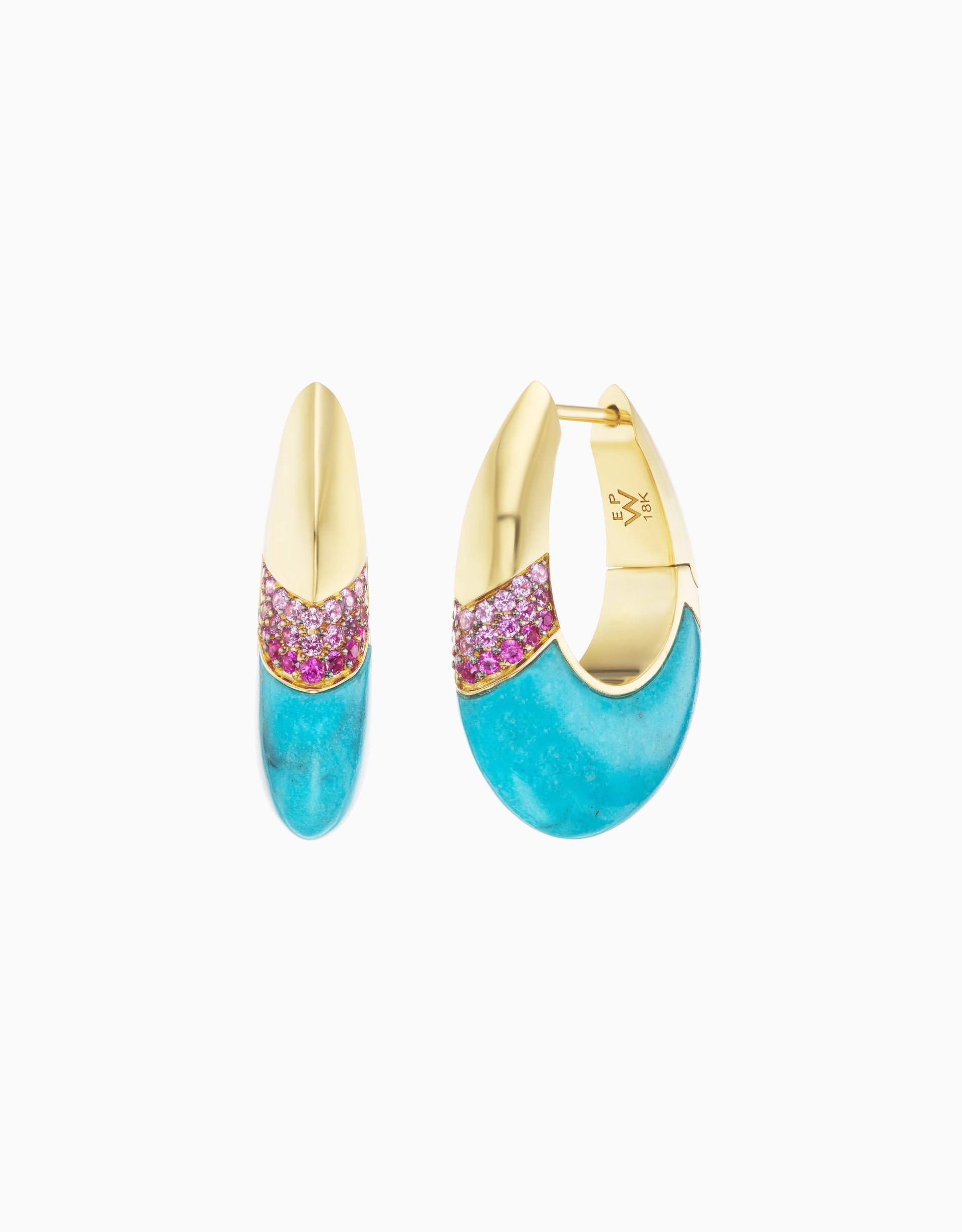 Ombre Oval Earring - Pink Sapphire, Turquoise