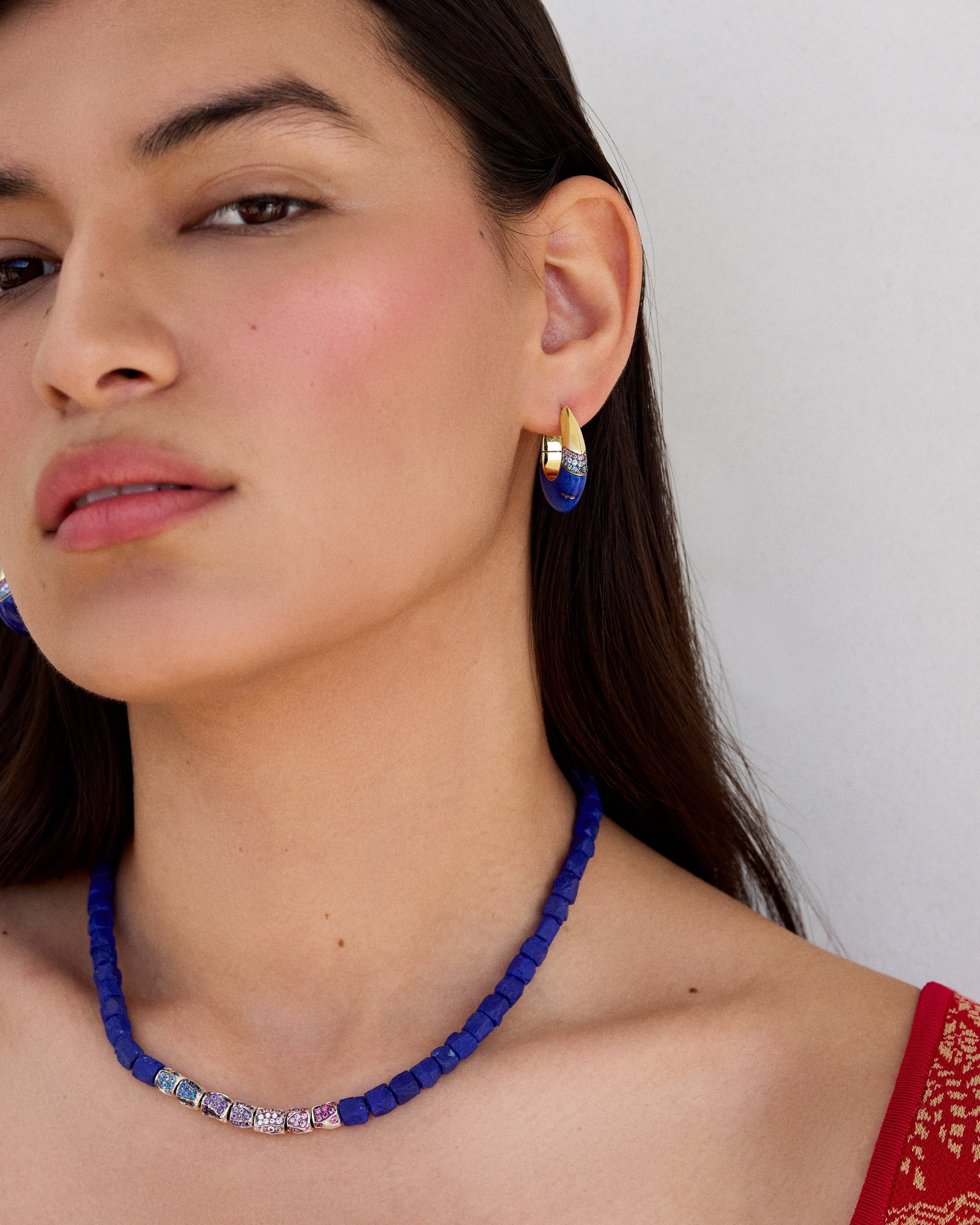 Ombre Oval Earring - Lapis, Sapphire