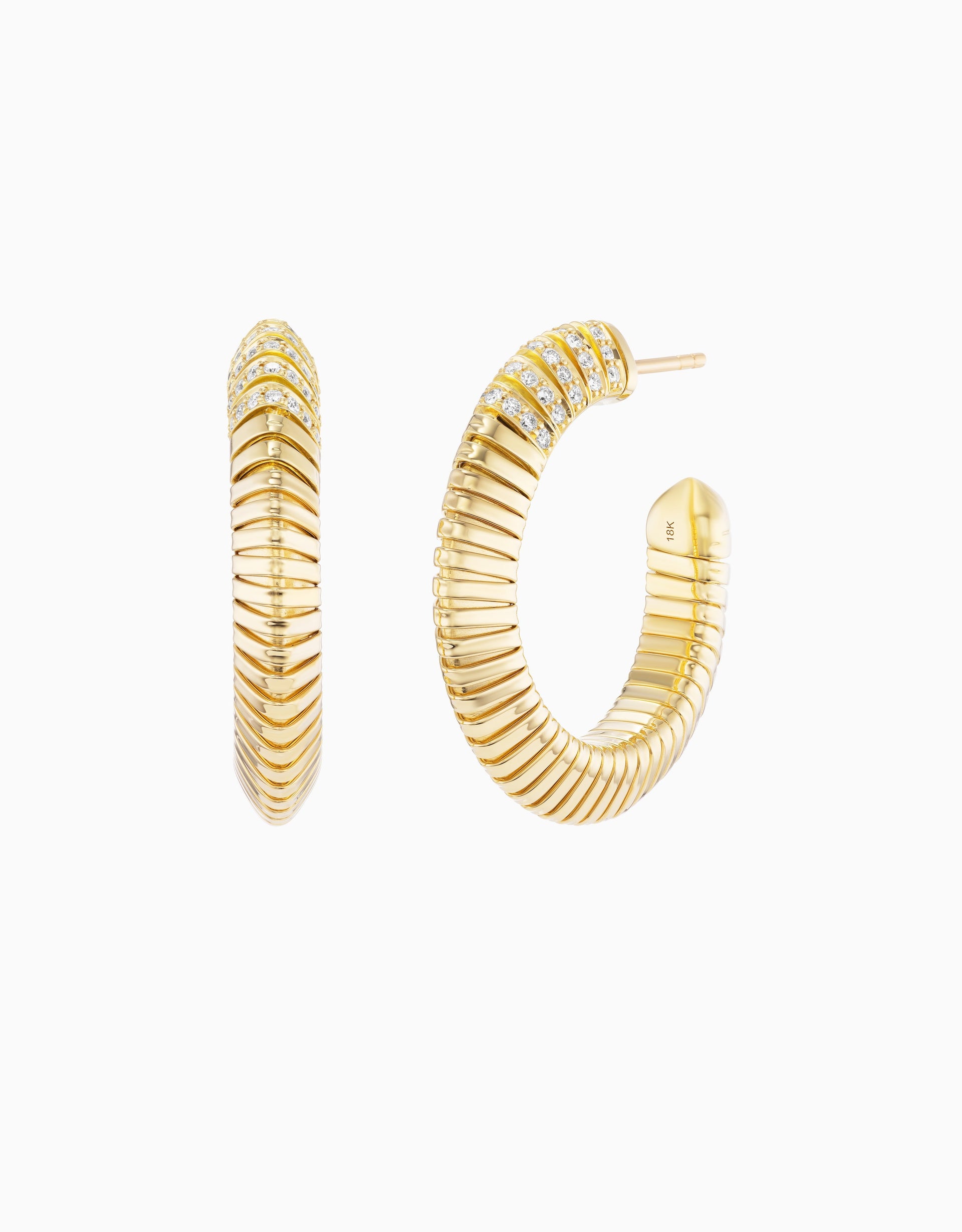 Tri Tubogas Hoop Earrings - Diamond