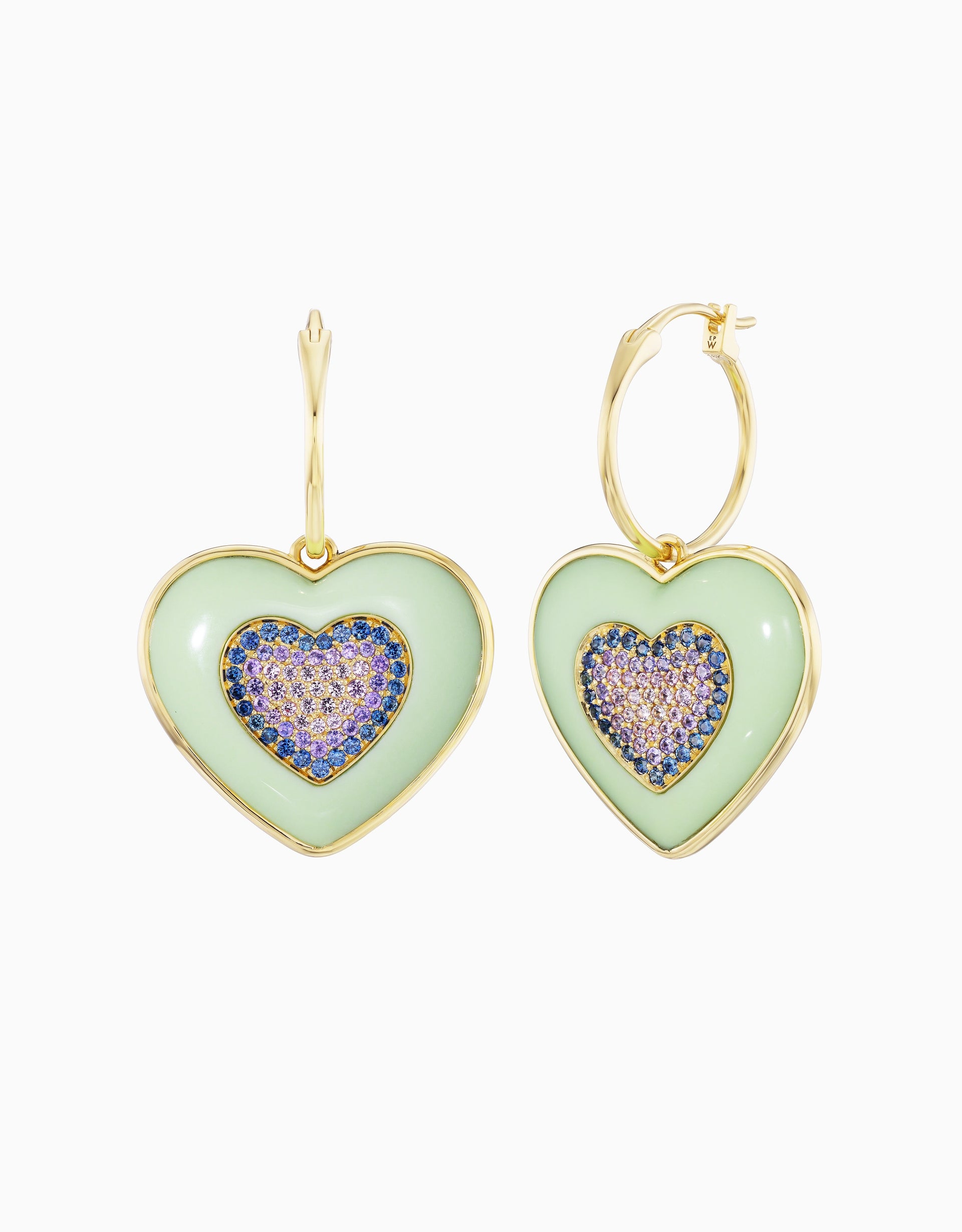 Rock Heart Earring - Sapphire, Lemon Chrysoprase