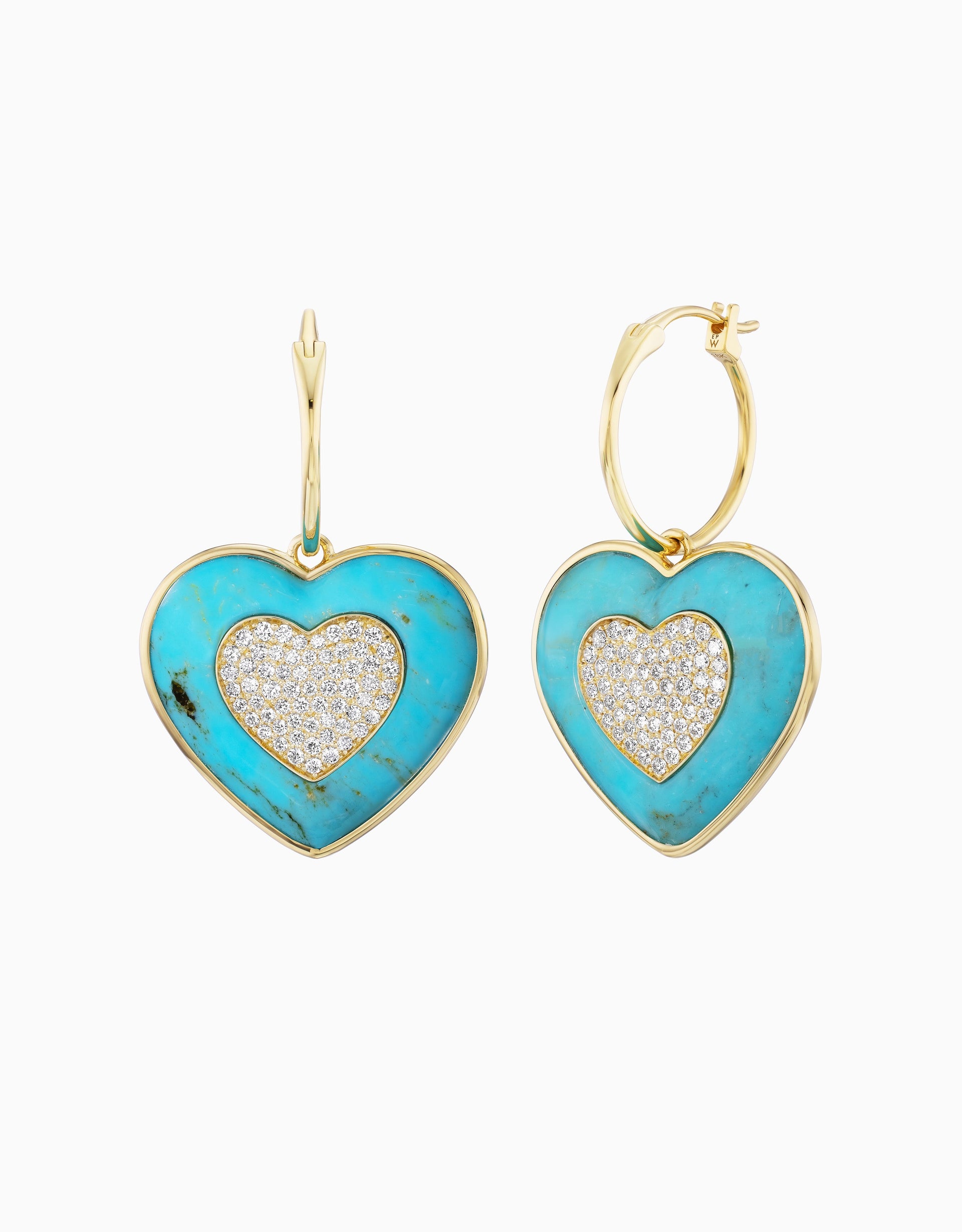 Rock Heart Earring - Diamond, Turquoise