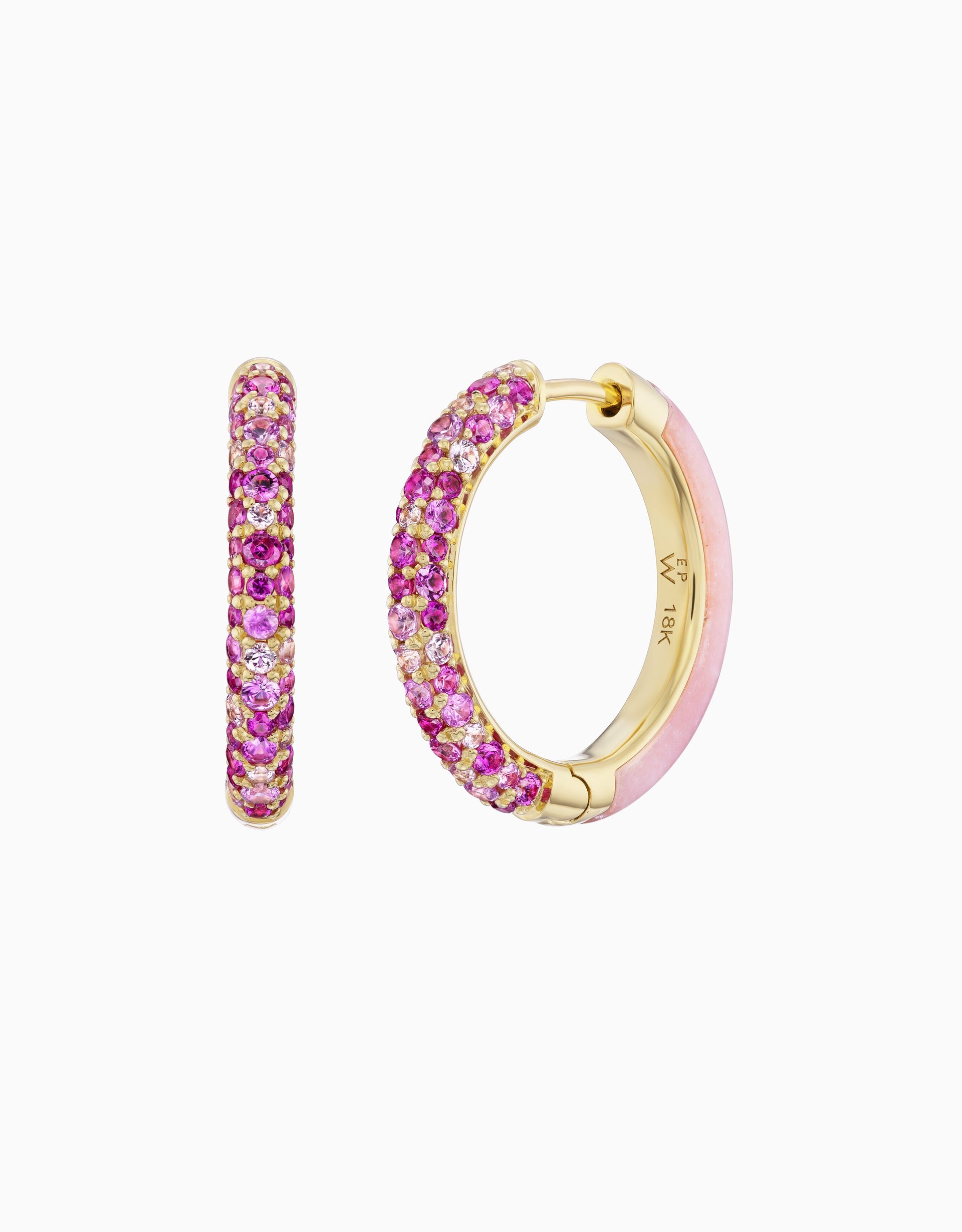 Duet Hoop - Pink Sapphire, Pink Opal