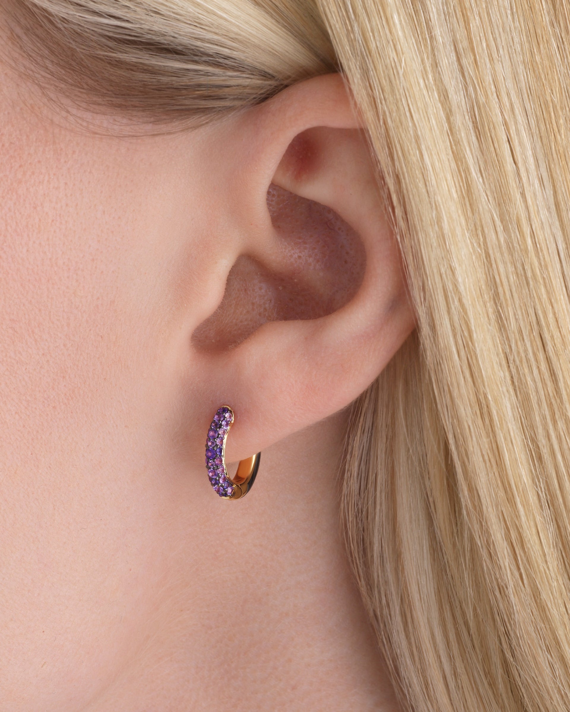 Baby Duet Hoop - Purple Sapphire, Abalone