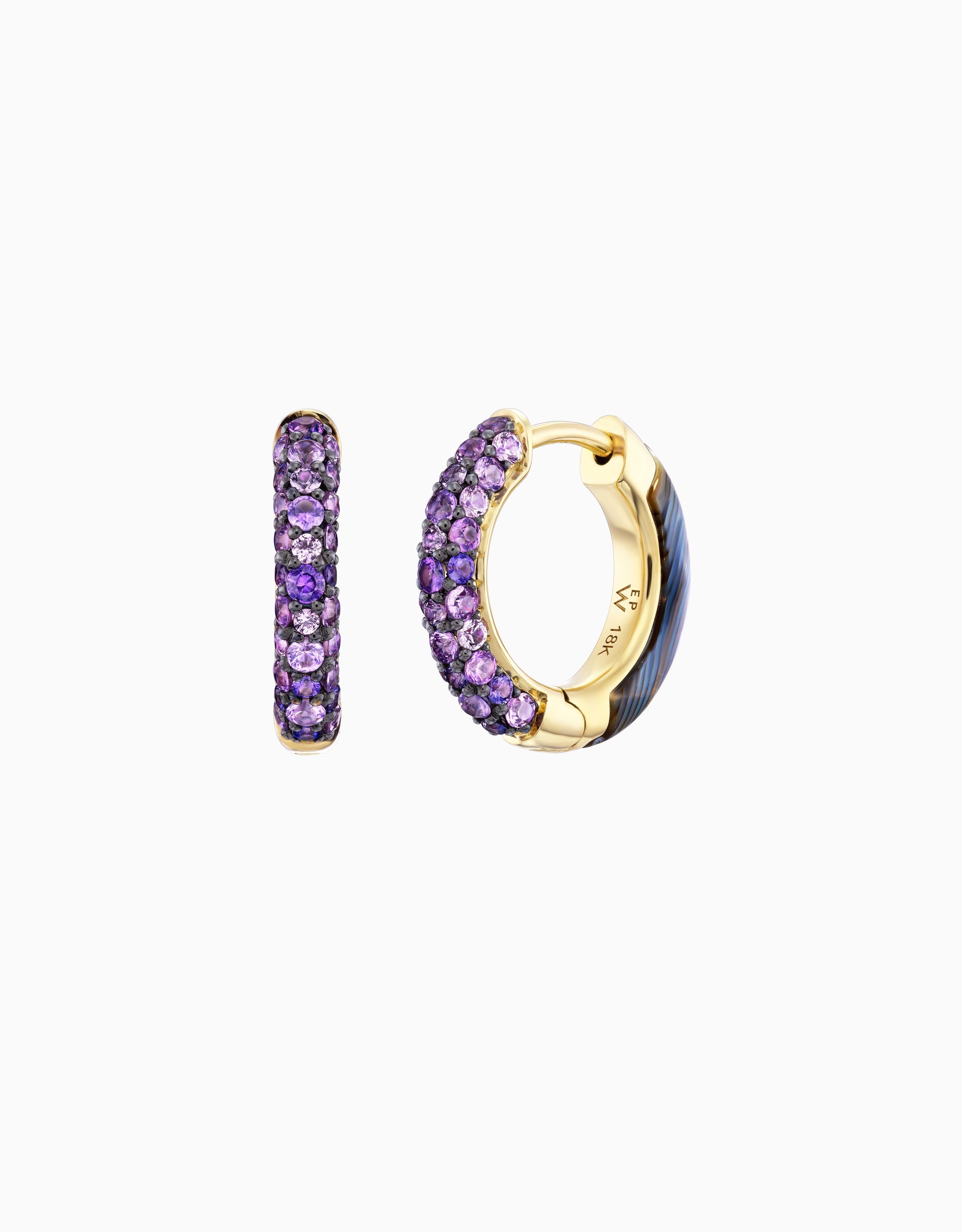 Baby Duet Hoop - Purple Sapphire, Abalone