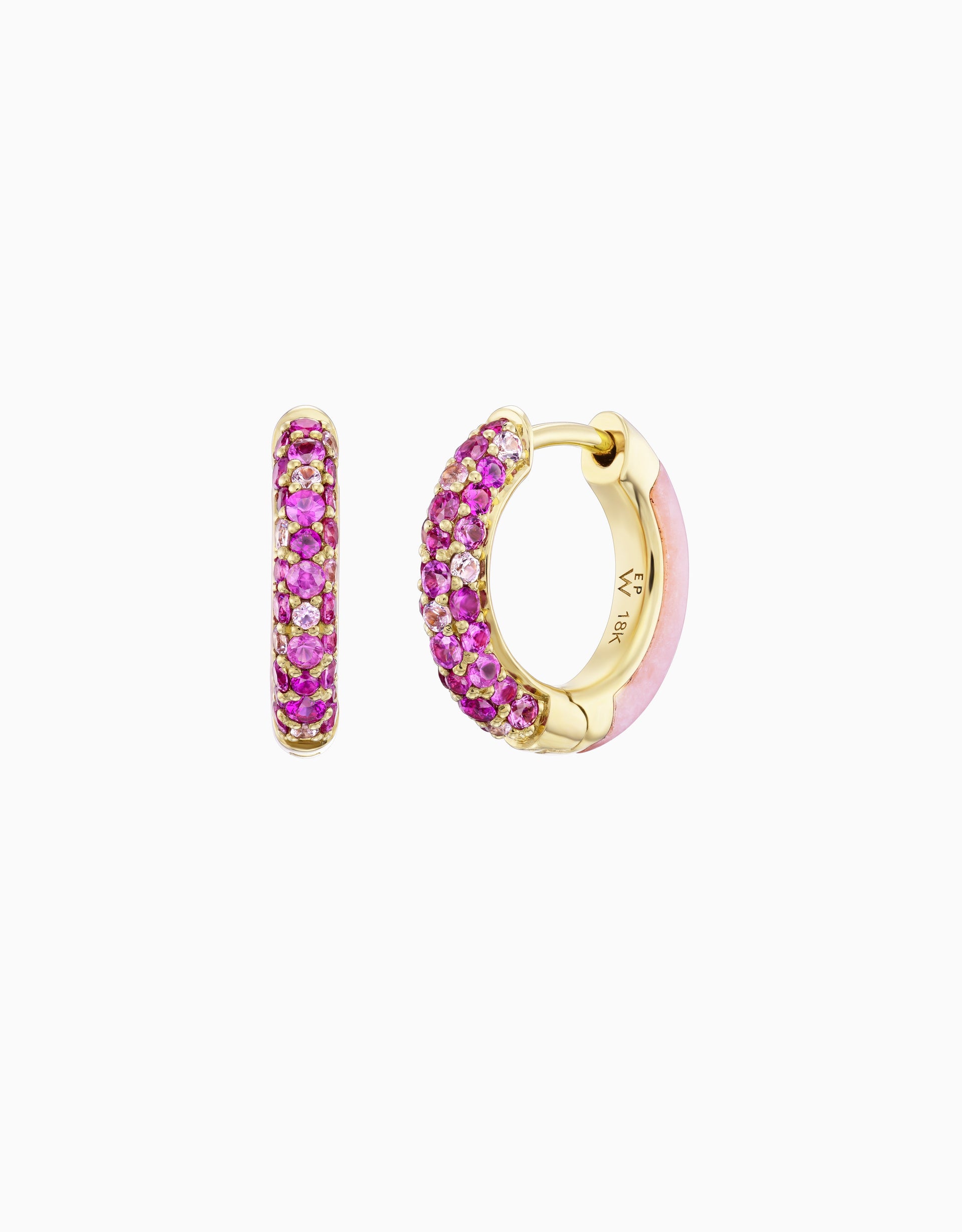 Baby Duet Hoop - Pink Sapphire, Pink Opal