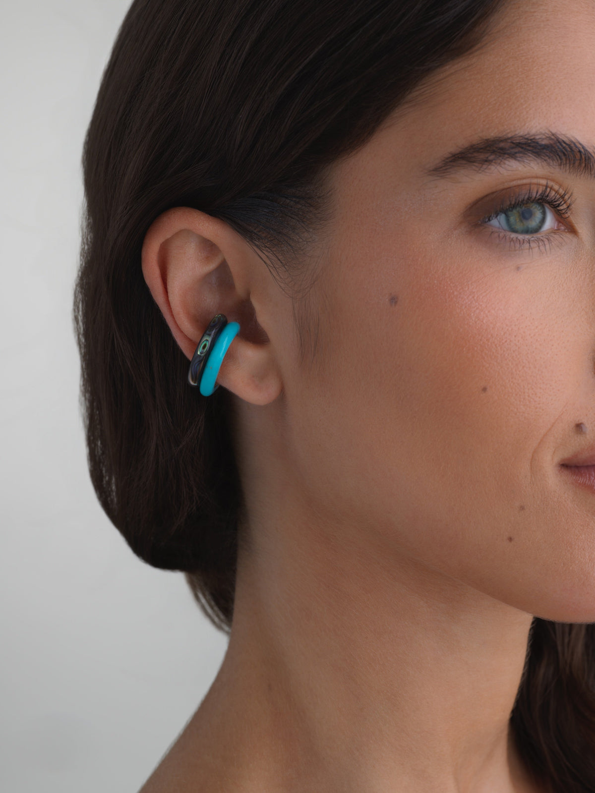 Double Ear Cuff, Abalone & Turquoise