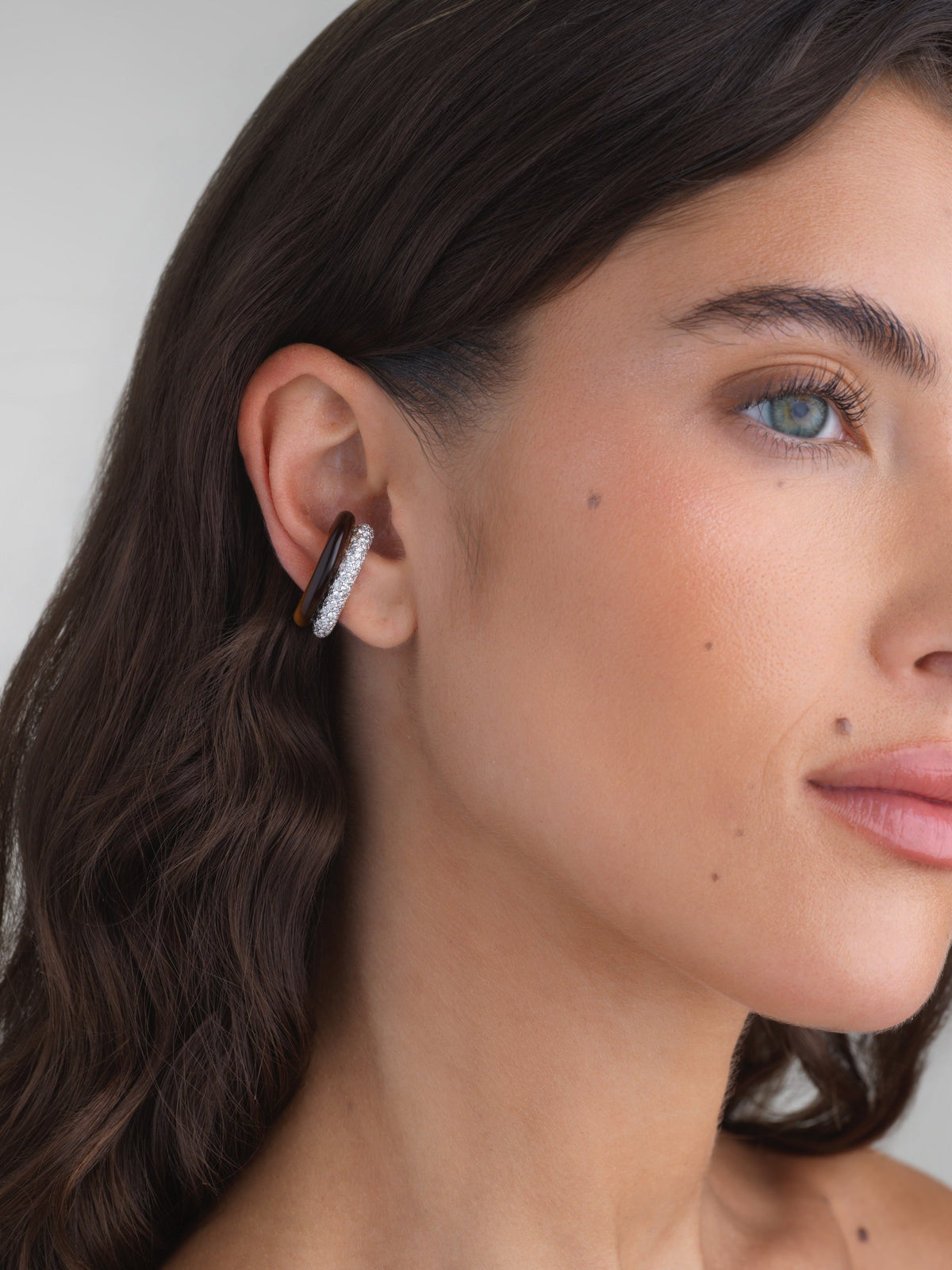 Double Ear Cuff, Diamond & Tiger's Eye