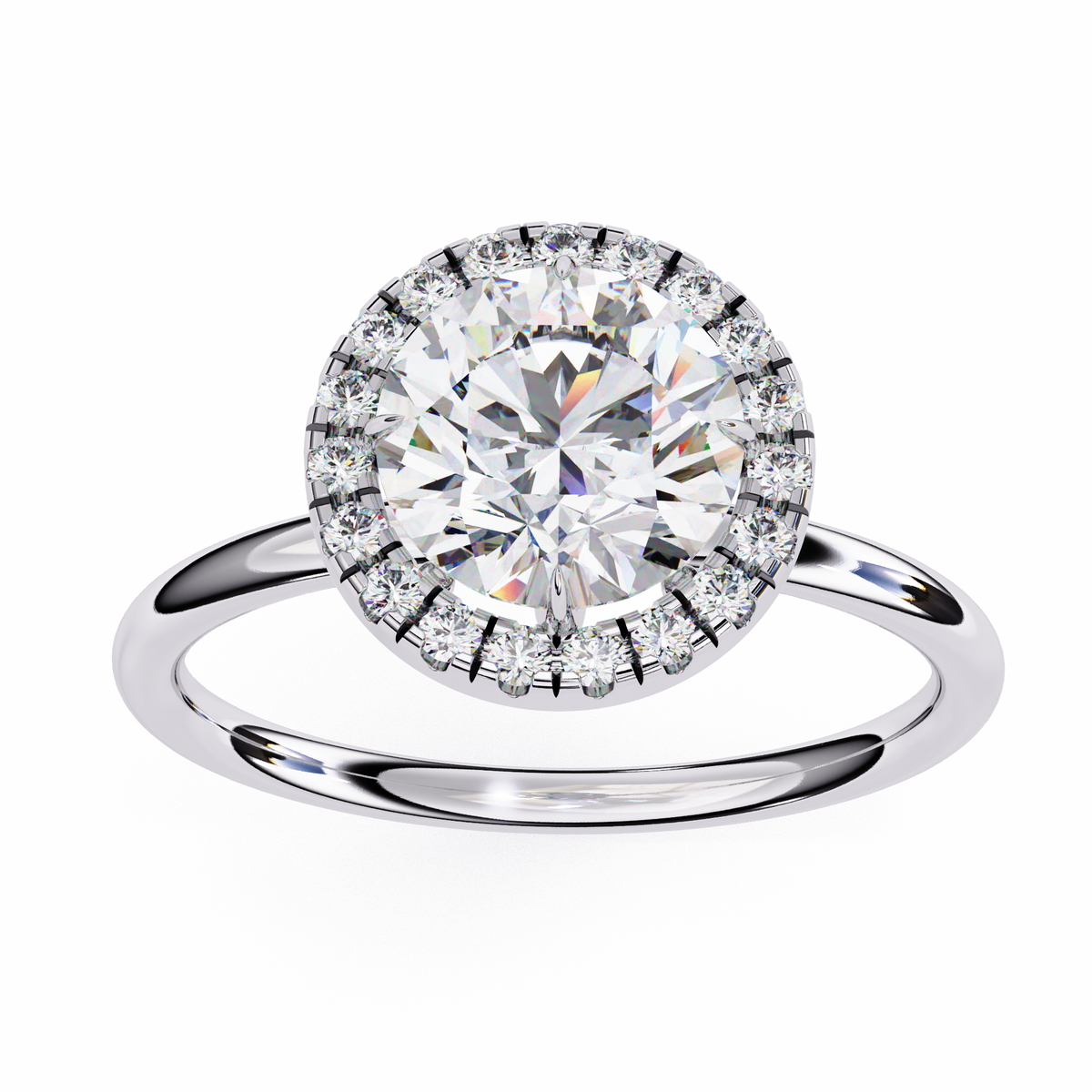 Round-Cut Lab-grown Diamond Halo Ring in 10K White Gold