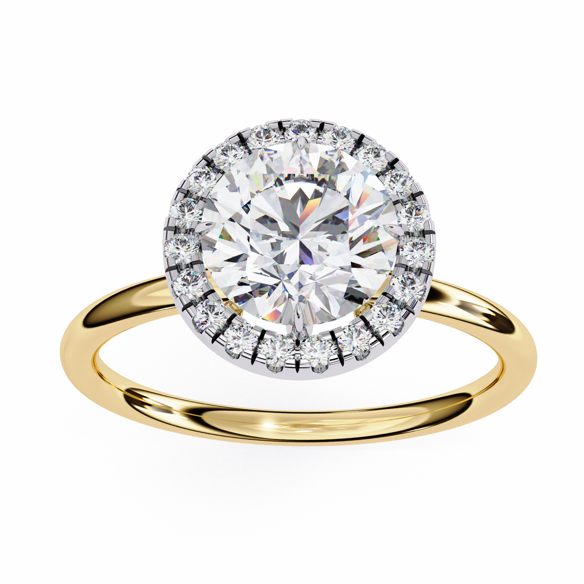 Round-Cut Lab-grown Diamond Halo Ring in 10K White Gold