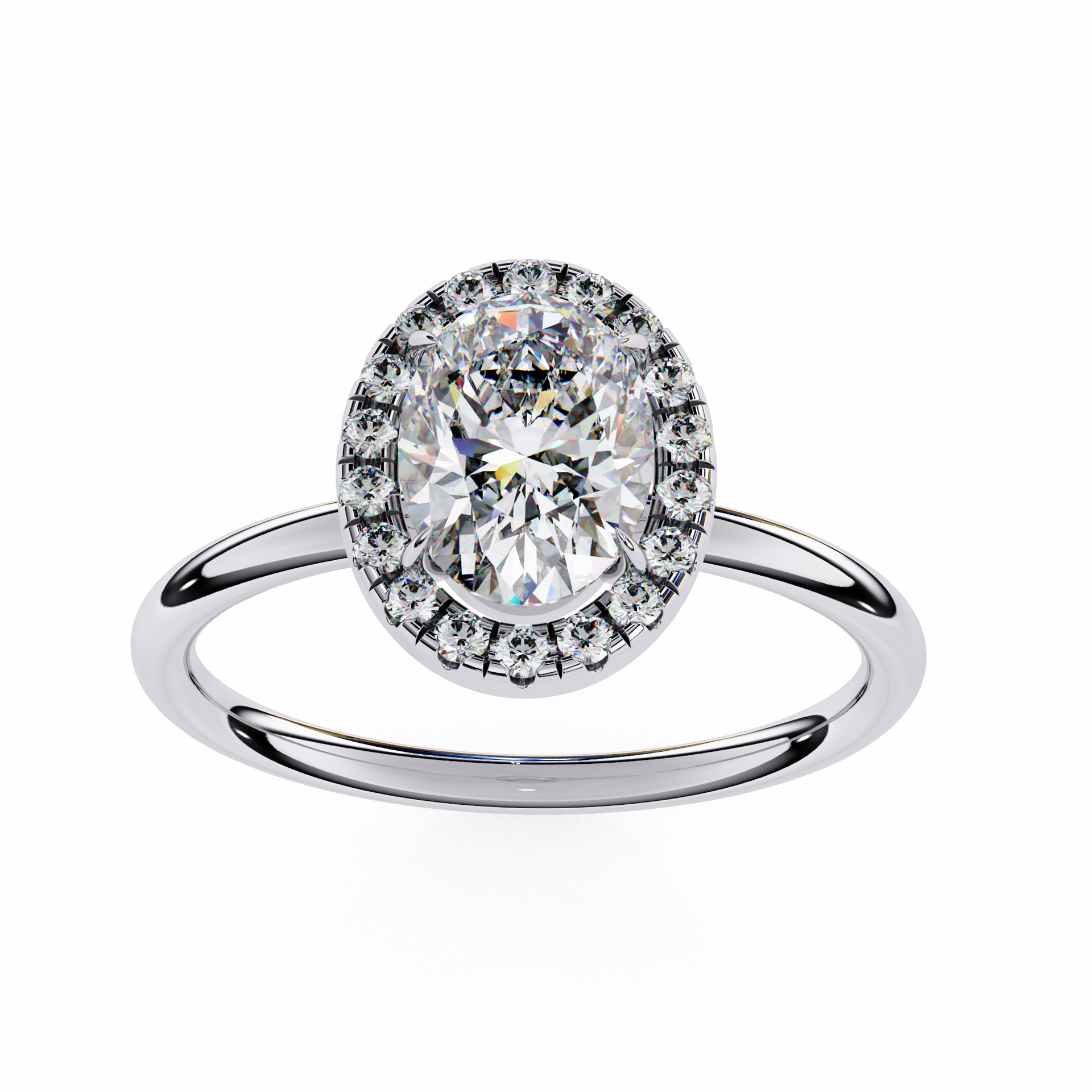 Oval-Cut Lab-grown Diamond Cluster Ring in 10K White Gold