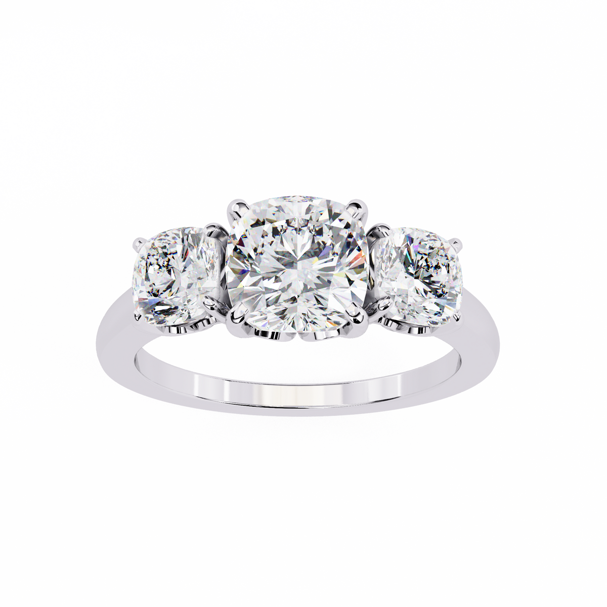 Cushion-Cut Lab-grown Diamond Cluster Ring in 10K White Gold