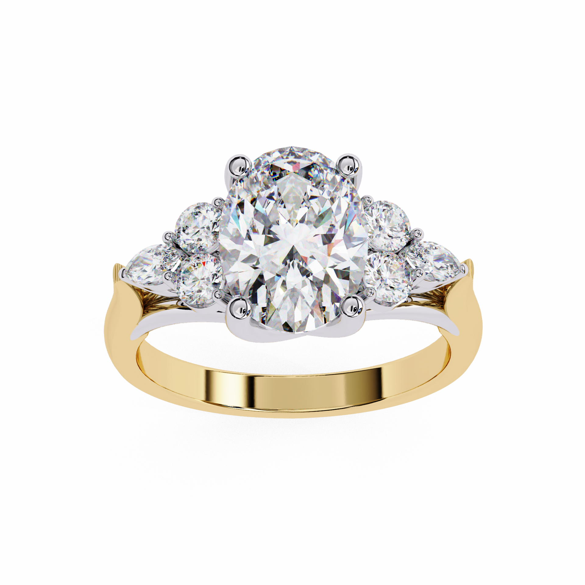 Oval-Cut Lab-grown Diamond Antique Ring in 10K White Gold