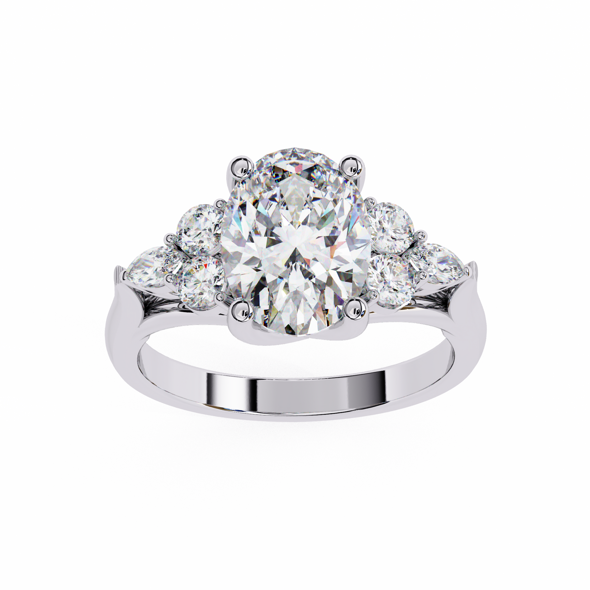 Oval-Cut Lab-grown Diamond Antique Ring in 10K White Gold