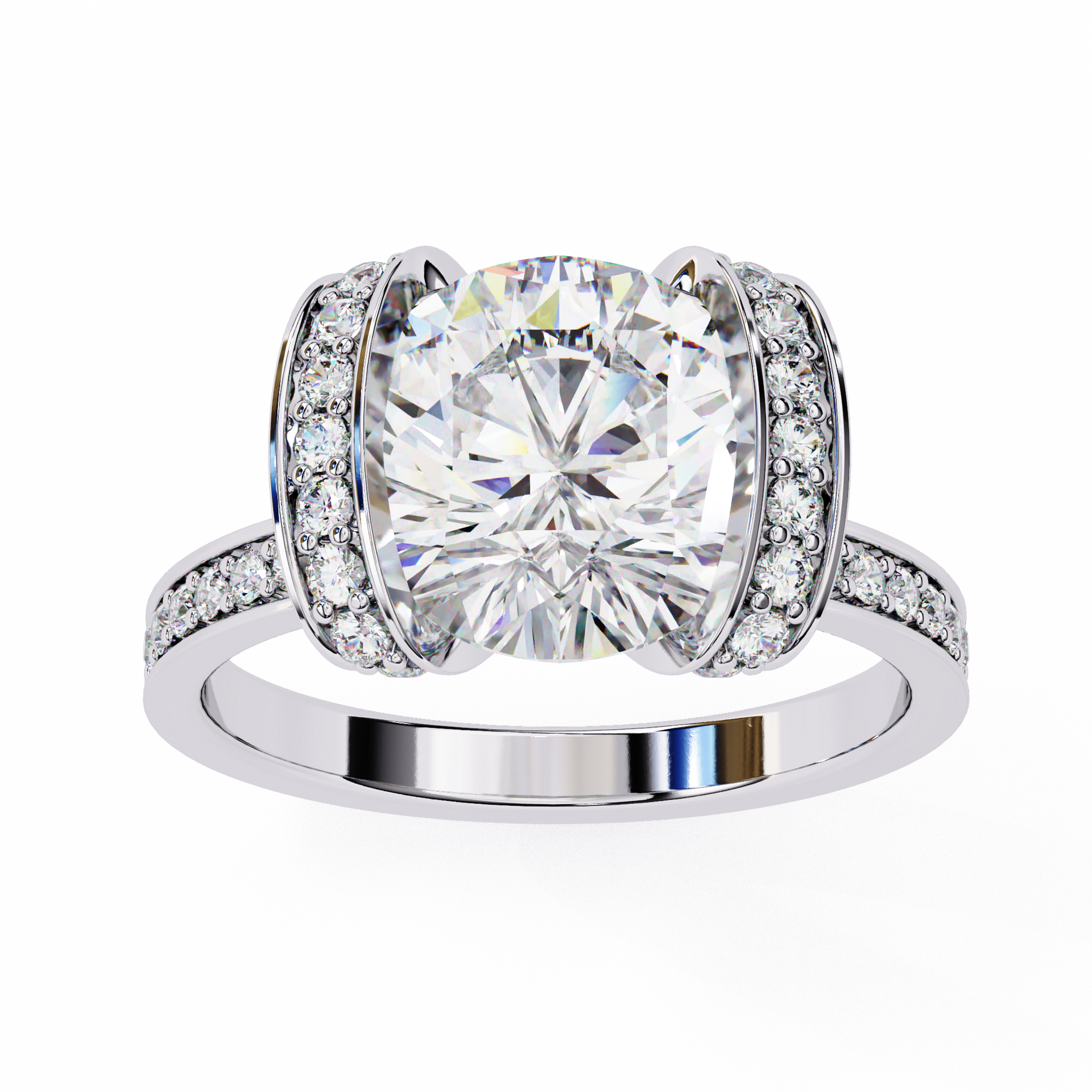 Round-Cut Lab-grown Diamond Antique Ring in 10K White Gold
