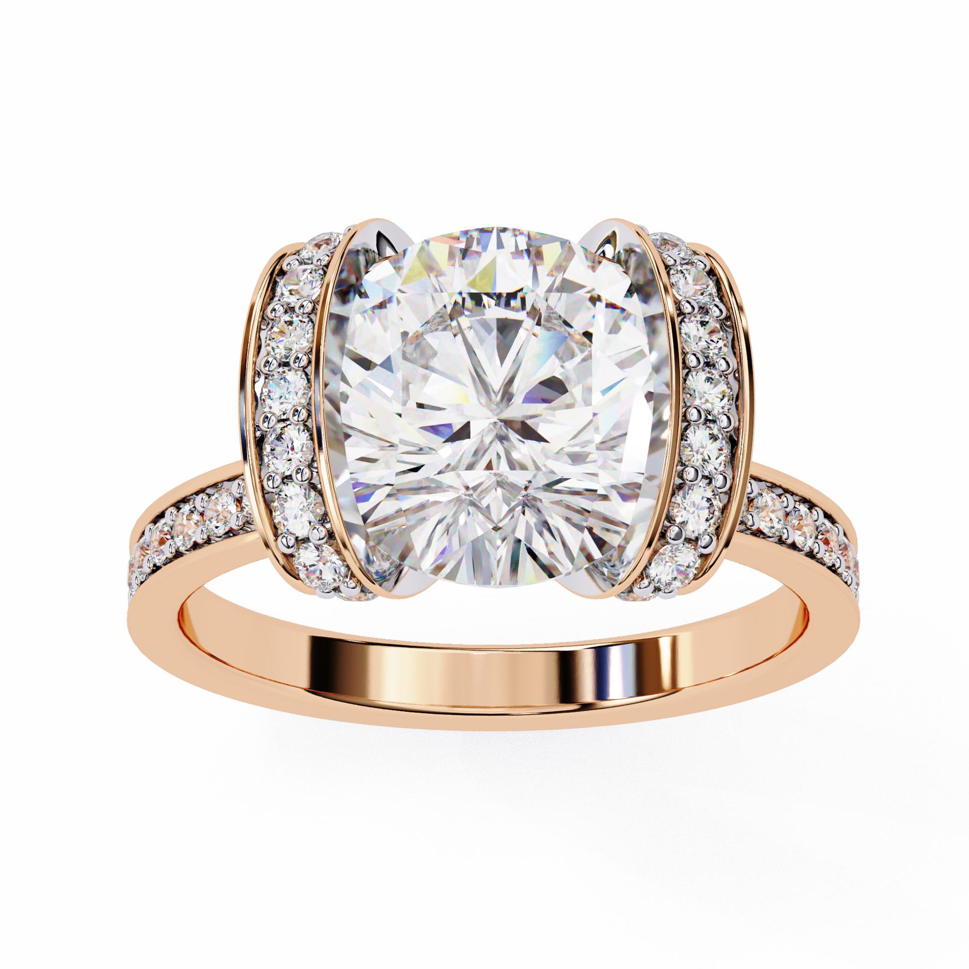Round-Cut Lab-grown Diamond Antique Ring in 10K White Gold