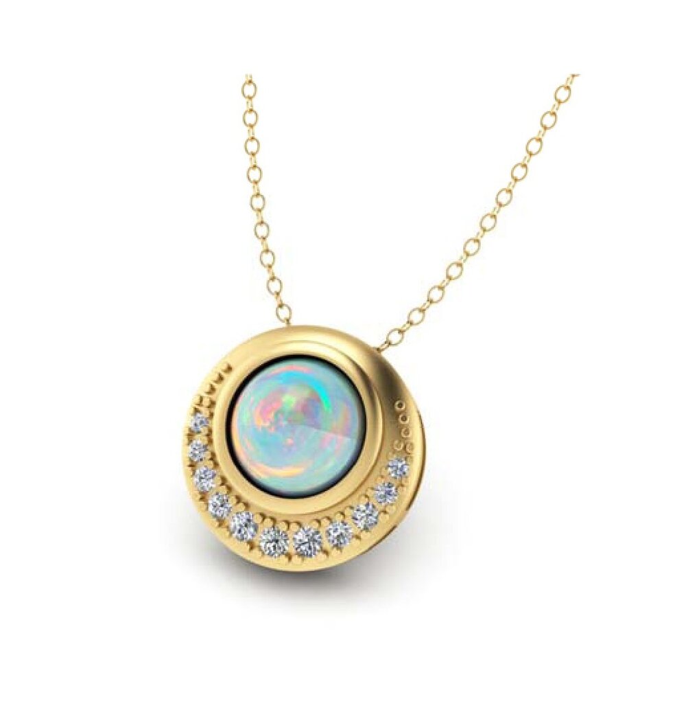 Blue Hour Single Pendant In Opal And Diamonds