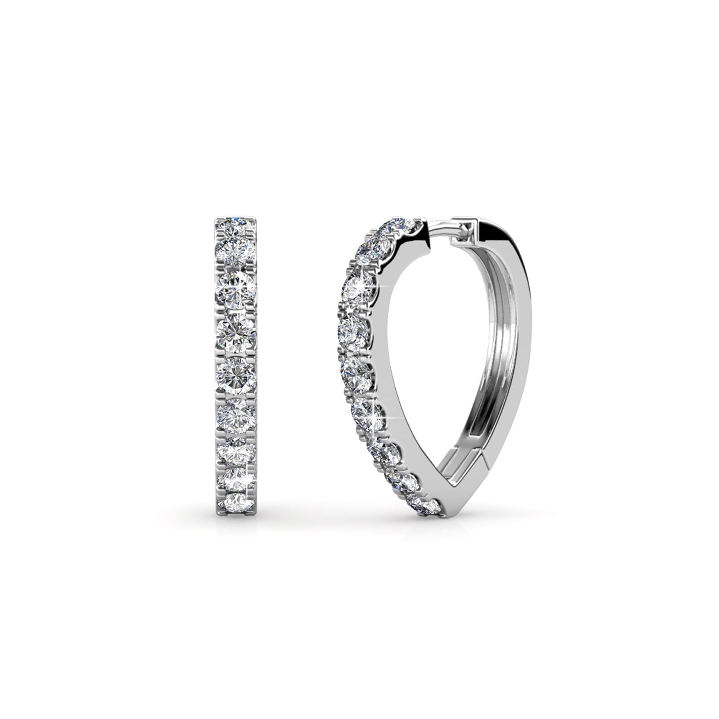 Waverly 18k White Gold Plated 16mm Hoop Earrings with Swarovski Crystals