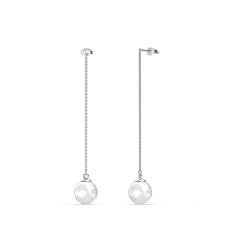 Aspen 18k White Gold Plated Dangle Earrings with Shell Pearls