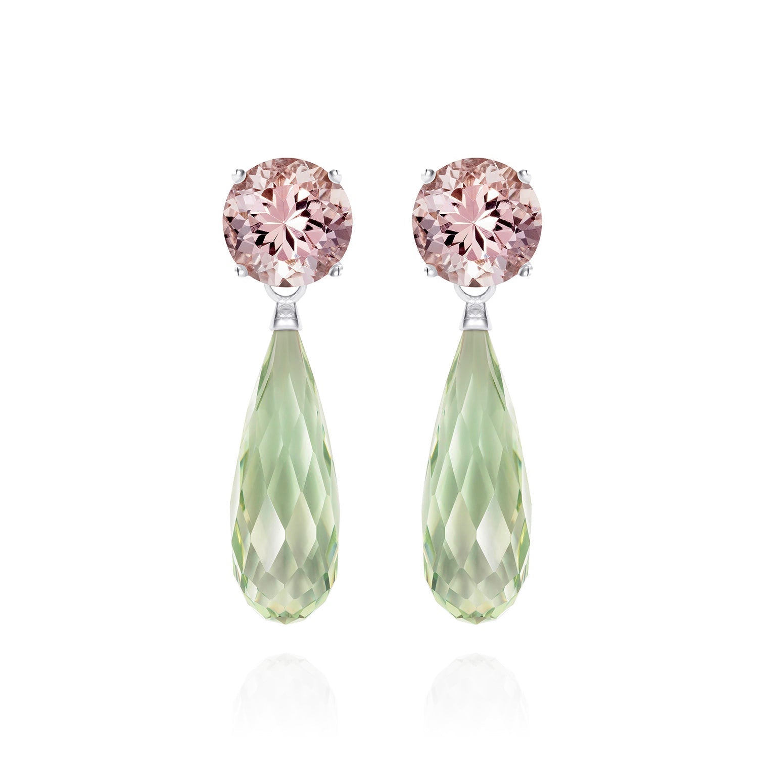 Green Amethyst & Morganite Drop Earrings