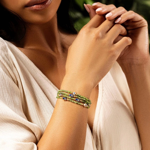 Lucky Shield - Jade Enamel Evil Eye Hamsa Bracelet