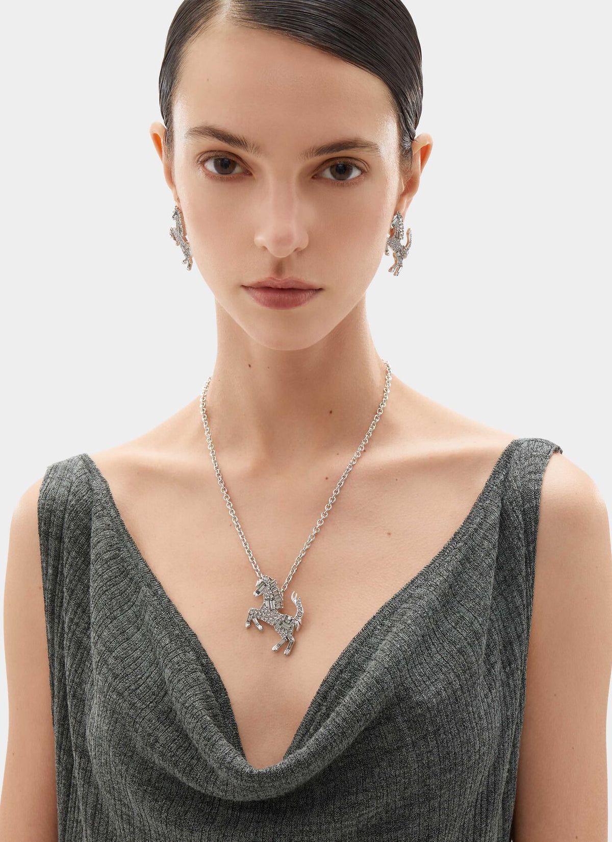 Prancing Horse Rhinestone Necklace