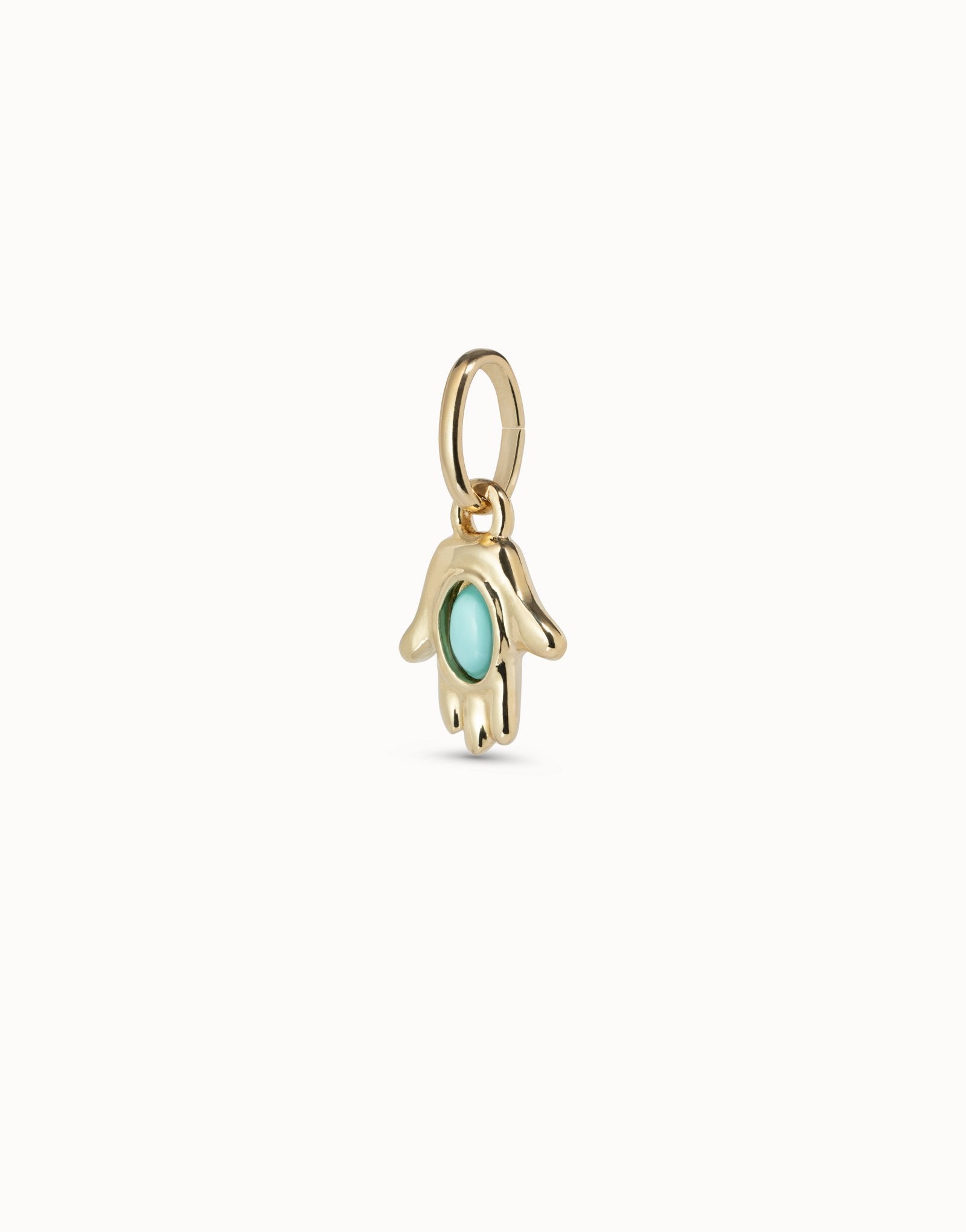 Hand shaped charm with turquoise murano glass