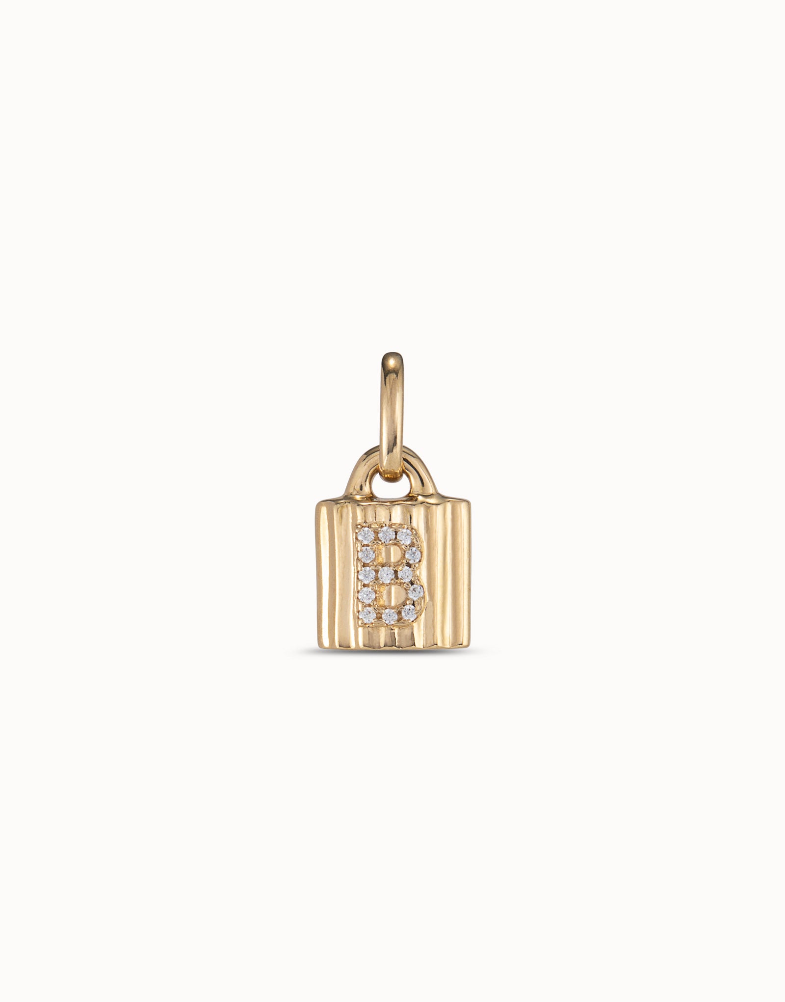 18K gold-plated padlock charm with topaz letter B