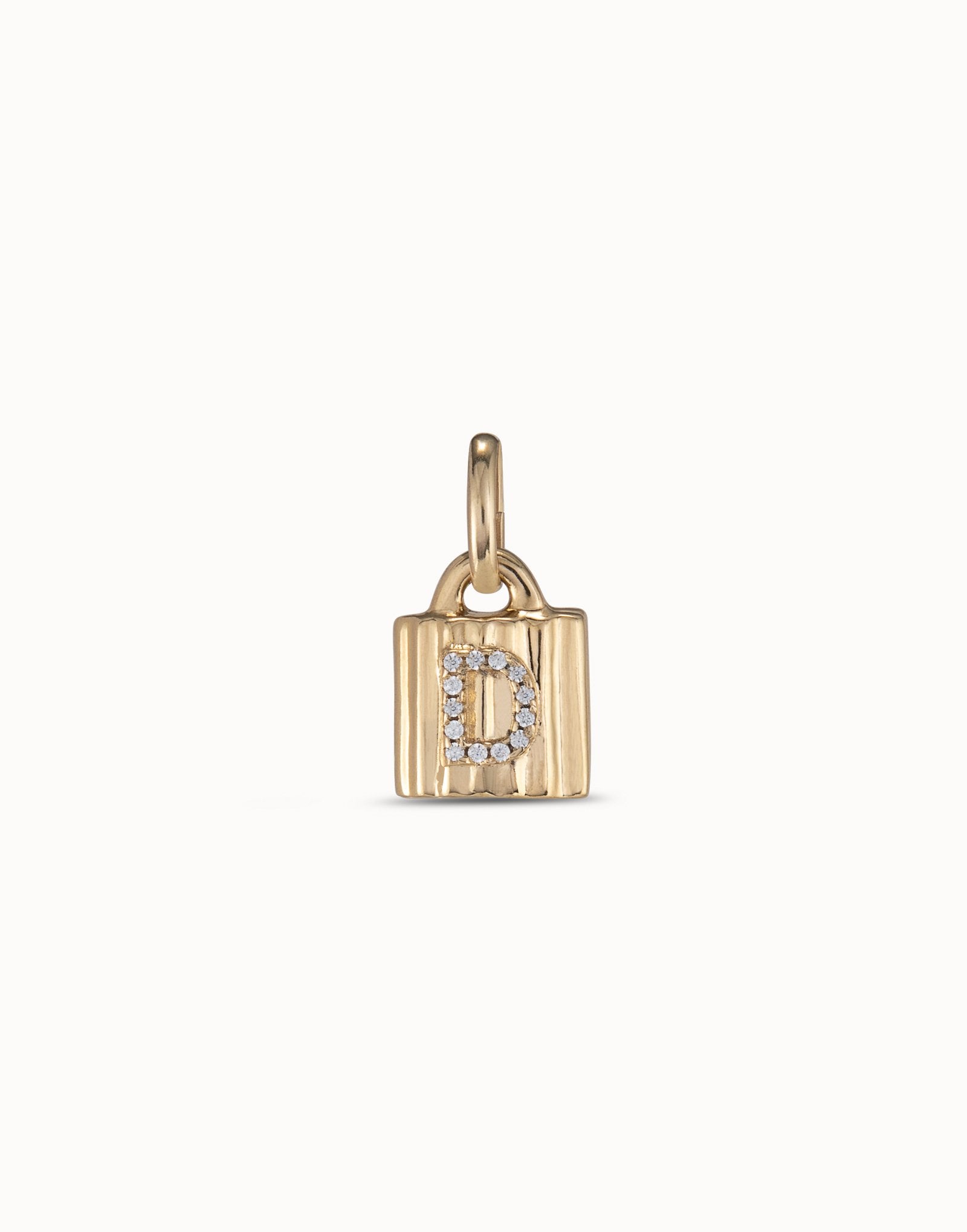 18K gold-plated padlock charm with topaz letter D