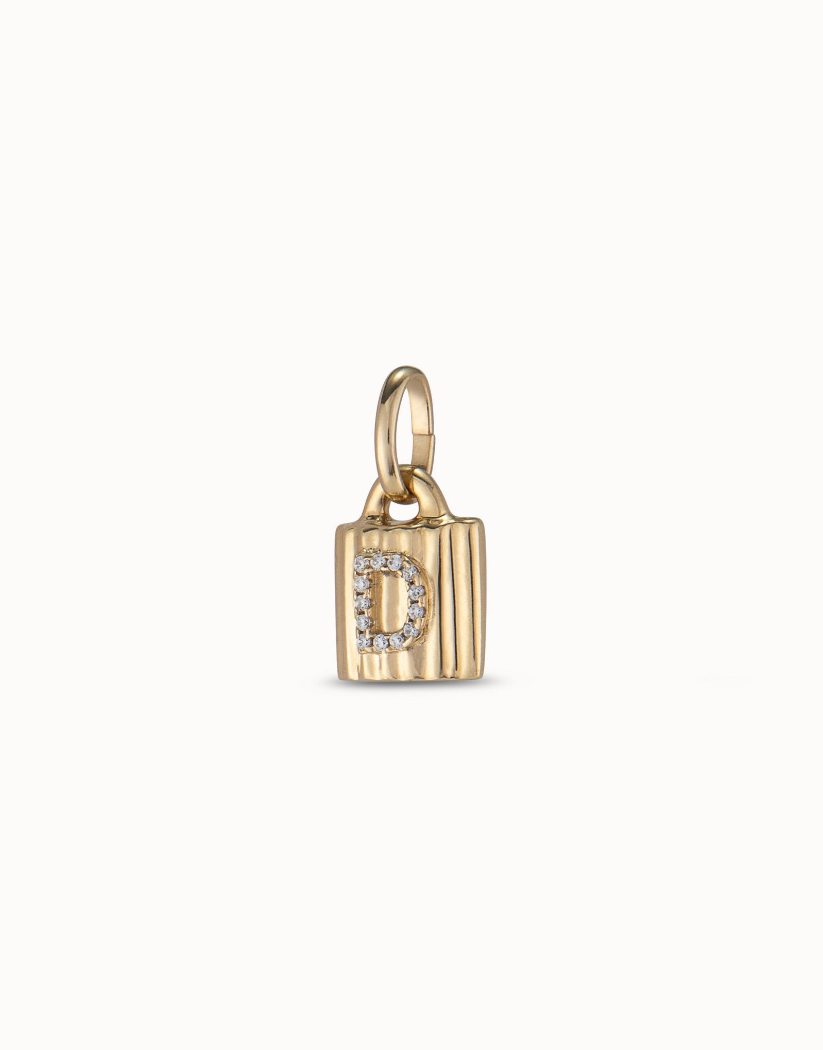 18K gold-plated padlock charm with topaz letter D