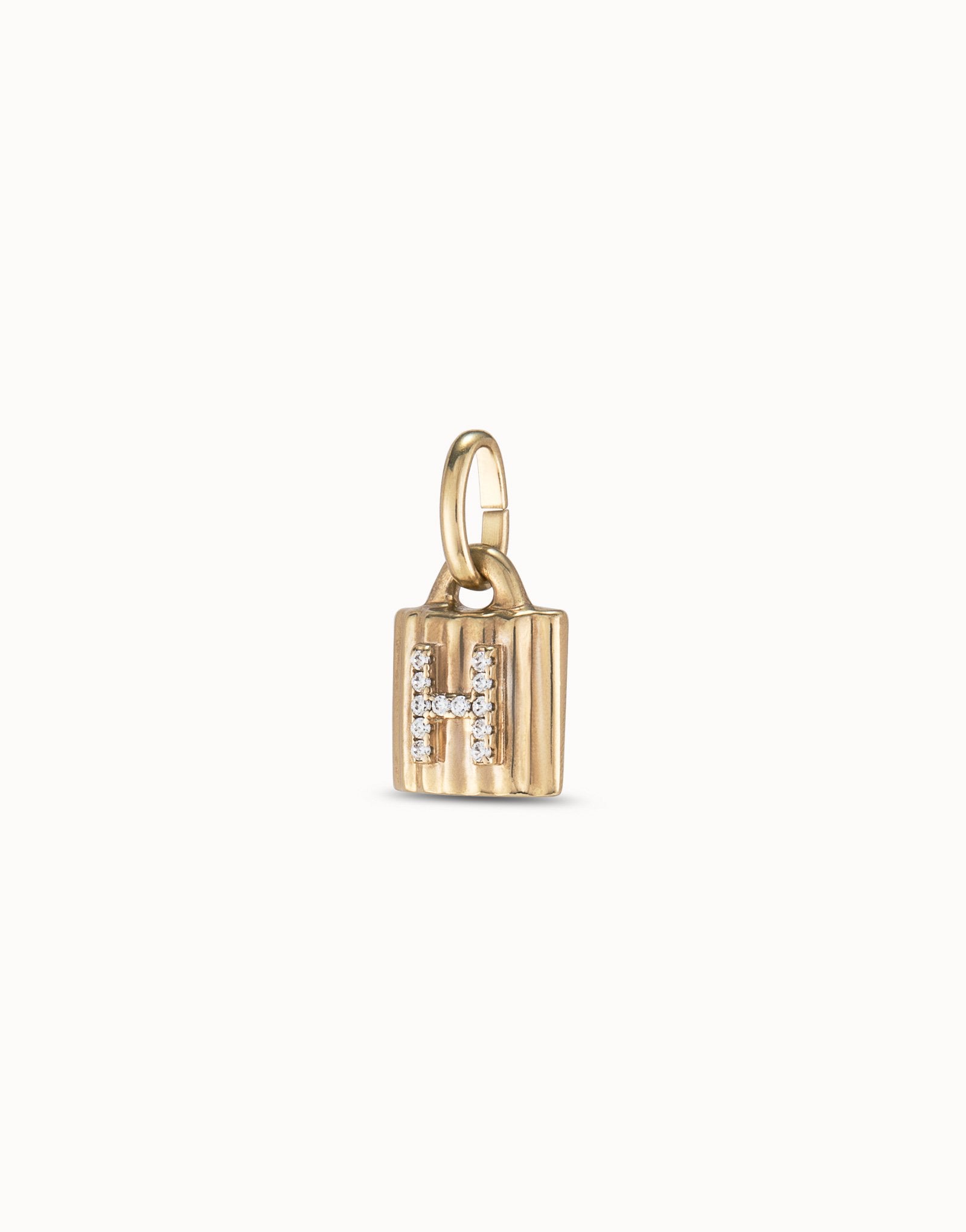 18K gold-plated padlock charm with topaz letter H