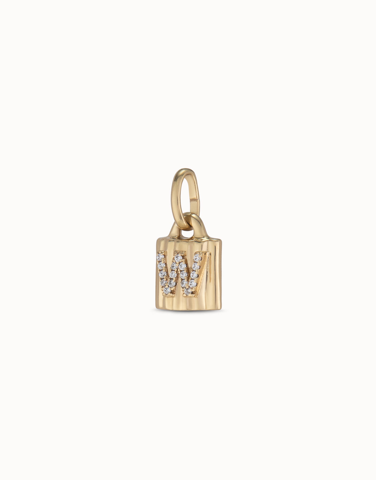 18K gold-plated padlock charm with topaz letter W