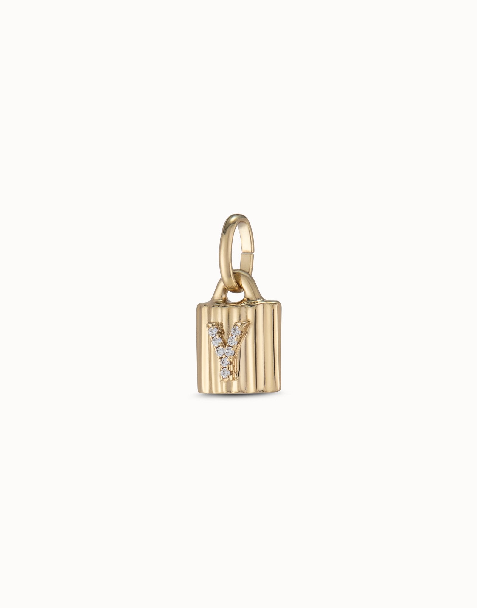 18K gold-plated padlock charm with topaz letter Y