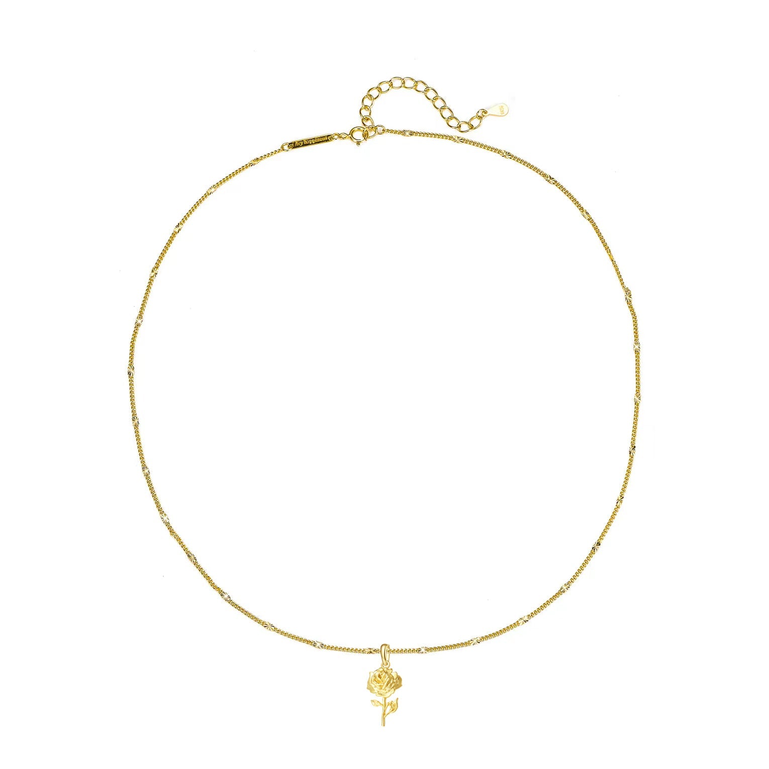 Rose Pendant Necklace Sterling Silver Gold